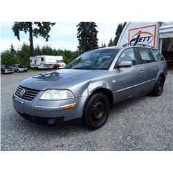 A6 --  2003 VW PASSAT GLS , Silver , 290569  KM's  NO RESERVE 