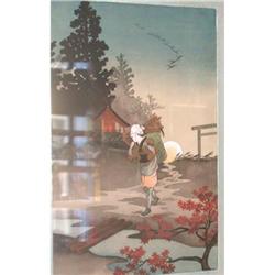 19th Century  Framed Silk Japanese Woodblock #893213