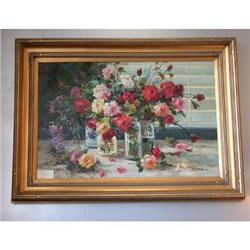 Flowers in a Vase by T. Joshua Original Oil #893215