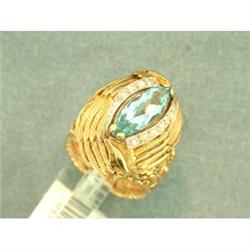 RETRO 14k Yellow Gold 2ct Aquamarine & Diamond  #893263