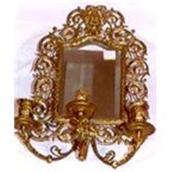 mirrored and brass 3 candle wall sconce #906371