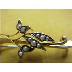 Lovely Gold & Seed Pearls BROOCH   #915256