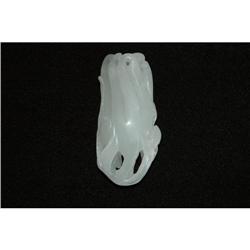 Carved  White Jade  Flower Pendant #915313