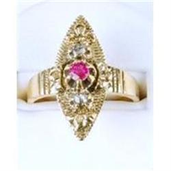 ANTIQUE Style Gold RING RUBY w DIAMONDS #915336