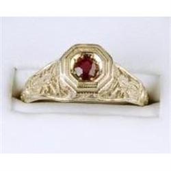 ANTIQUE WHITEGOLD RUBY RING FILIGREE! #915338