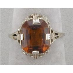 14K white gold filigree citrine ring #915354