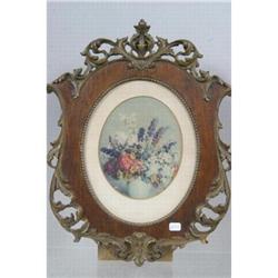 Antique Wood Frame with Floral Print #915378