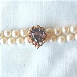 ANTIQUE HEART AMETHYST/14K/SEED PEARL CLASP #915402