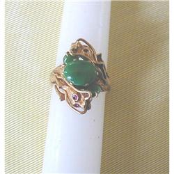 1940's JADE & 14K DRAGON RING #915404