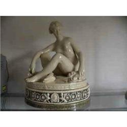 A Creanware Ceramic Lady seated on a plinth #915436