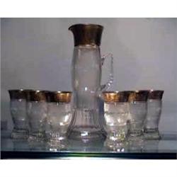 Signed Moser Table Glassn & Pitcher #915469
