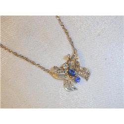 Antique 14K WG Gold Diamond Butterfly Necklace #915509