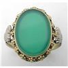 Image 1 : 1930s 14Kt Green Onyx Filigree Ring  #915913