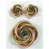 Image 1 : 14Kt. Tourmaline Brooch and Earrings Set #915938