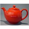 Image 1 : Hall China Chinese Red 'Ribbed' Globe Teapot #916281