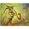 Image 1 : Funny "Buffoon with sax" impressionism oil  #922267