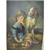 Image 1 : GIRL AND DOG OIL PAINTING ART #922368