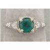 Image 1 : 18K white gold filigree emerald ring #922401