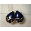 Estate 14K YG Yellow Gold Lapis Lazuli Earrings #922526