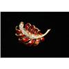 Image 1 : Heavy 14K Yellow Gold Enamel and Diamond Leaf   #922777