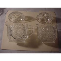 Glass, leaded cream and sugar bowl w/lids #928556