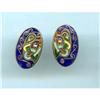 Image 1 : Art Deco Enamel on Brass Clip Earrings #928589