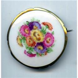 Handpainted Limoges  Porcelian Flower  Brooch #928591