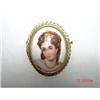 Image 1 : Victorian Porcelain Signed Lady Brooch Limoges #928598