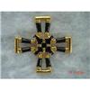 Image 1 : Signed Black Enamel Maltese Cross Brooch #929088