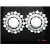 Image 1 :  Trifari Rhinestone Alabaster Glass Earrings #929180