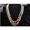 Image 1 : Japan 3 Strand Red Crystal Necklace #929245