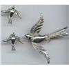 Image 1 : Silver  Rhinestone Bird Brooch Earrings Art #929282