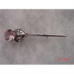 Amethyst Signed Scotland Thistle Brooch #929362