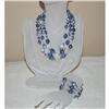 Image 1 : Vintage Three Strand Blue Necklace/Bracelet/Set #930120