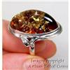 Image 1 : Stately Cognac Baltic Amber Sterling Ring #930373