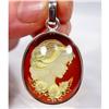 Enchantress Cameo Baltic Amber Sterling Pendant #930635