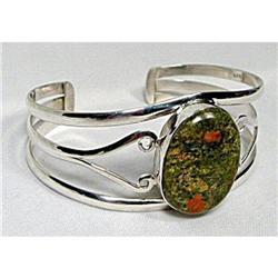 Magnificent Silver Agate Gemstone Cuff  #930840