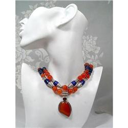 Bold~Lapis~Carnelian Silver Choker~155grams  #930851