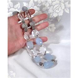 Chalcedony Necklace~Silver~ Crystal~190g #930859