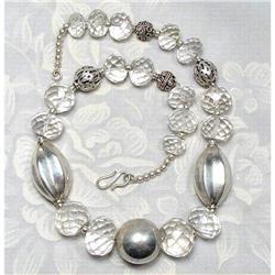 Faceted Crystal~Silver Necklace #930861