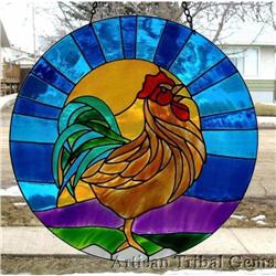  Stained Glass Painting ROOSTER Greets Morning  #930884