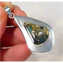 Remarkable Blue  Baltic Amber Slider Pendant #930885