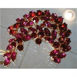 TRIFARI Purple & Red Rhinestones PIN Crown Mark #931407