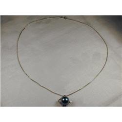 14K WG Diamond Tahitian Black Pearl Necklace #931554