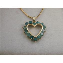 Lovely Estate 10K 14K YG Emerald Heart Pendant #931556