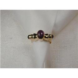 Estate 14K Cabochon Amethyst Garnet Ring Band #931563