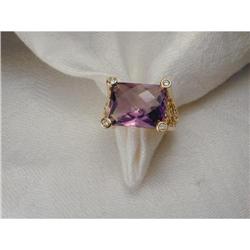 Estate 14K Gold Filigree Amethyst Diamond Ring #931564