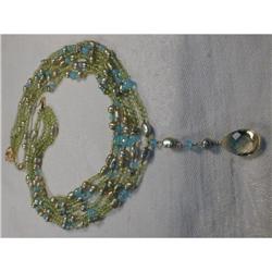 14K YG Peridot Topaz Pearl Tear Drop Necklace #931576
