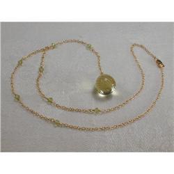 Lovely 14K YG Gold Peridot Drop 20" Necklace #931579