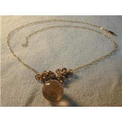 Rare 14K YG Gold Smokey Quartz Drop Necklace #931580